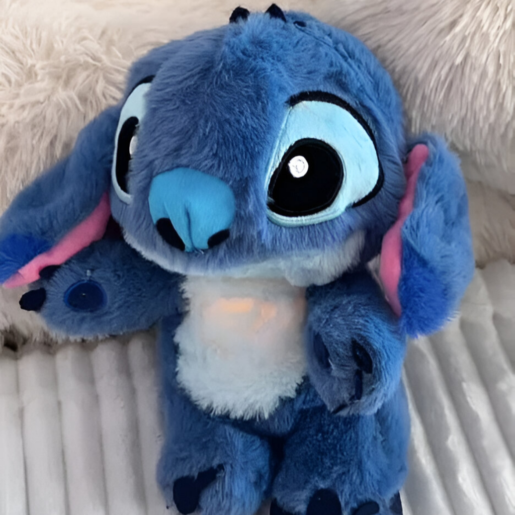 30 cm großes Stitch-Kuscheltier mit Atemfunktion - leuchtender Bauch und beruhigendes Schlaflied