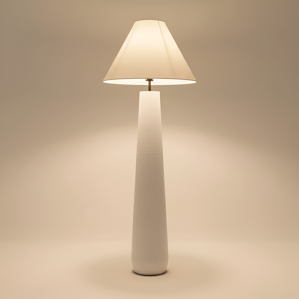 Astra Resin Floor Lamp With Minimalist Modern Design For Living Room And A Sleek Tapered Silhouette