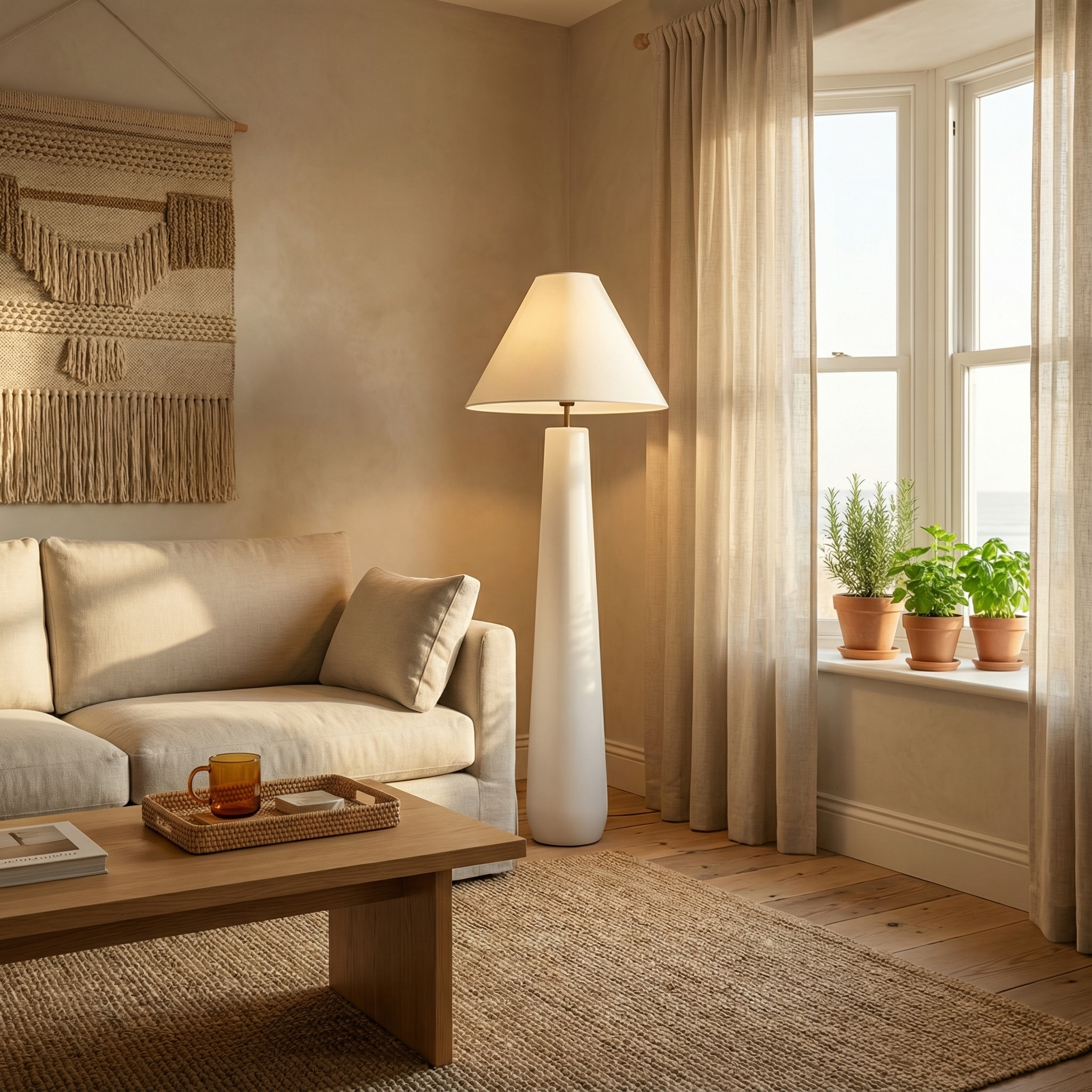 Astra Resin Floor Lamp With Minimalist Modern Design For Living Room And A Sleek Tapered Silhouette