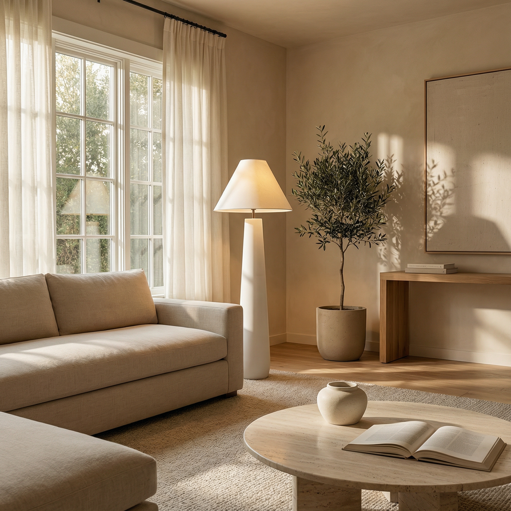 Astra Resin Floor Lamp With Minimalist Modern Design For Living Room And A Sleek Tapered Silhouette