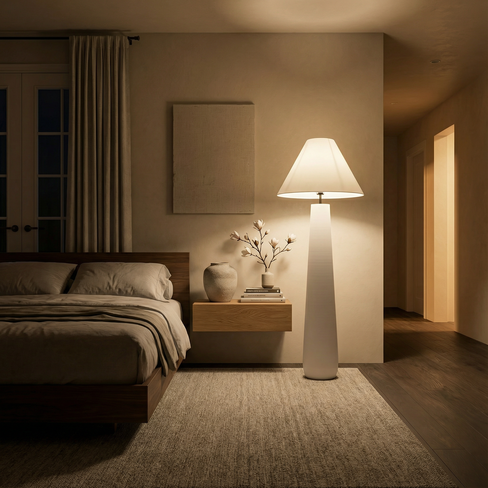 Astra Resin Floor Lamp With Minimalist Modern Design For Living Room And A Sleek Tapered Silhouette