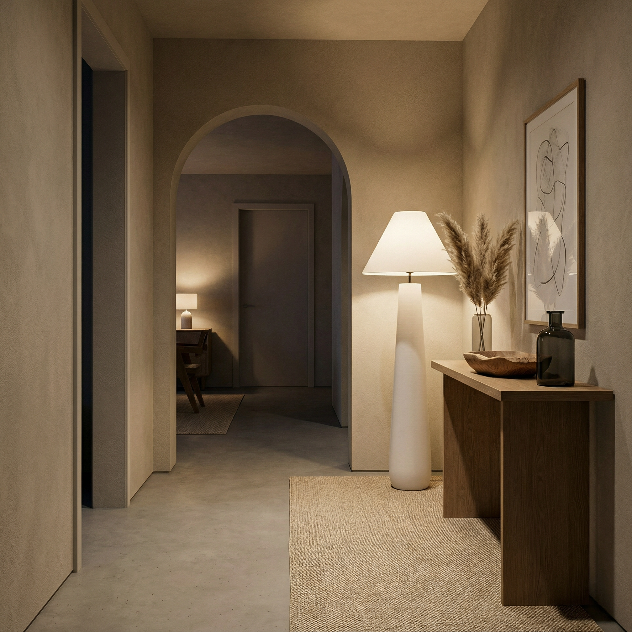 Astra Resin Floor Lamp With Minimalist Modern Design For Living Room And A Sleek Tapered Silhouette