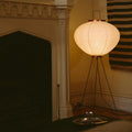 Akari Inspired Large Rice Paper Floor Lamp With Metal Frame For Ambient Lighting