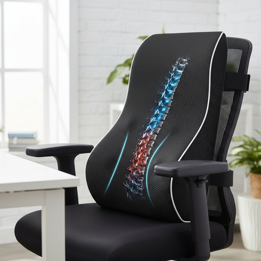 ReliefEase LUMBOREL ergonomikus memóriahabos deréktámasz — kontúros kialakítás