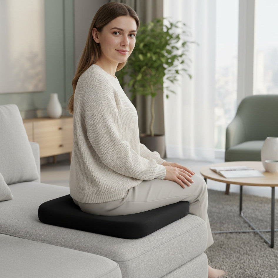 AeroCush ergonomisk sædehynde — skridsikker bund, trykfordelende design, aftageligt betræk
