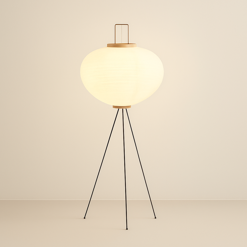 CalmAura Japandi Inspired Tripod Lamp Living Room Minimalist Serenity Elegant Nordic Home Accent