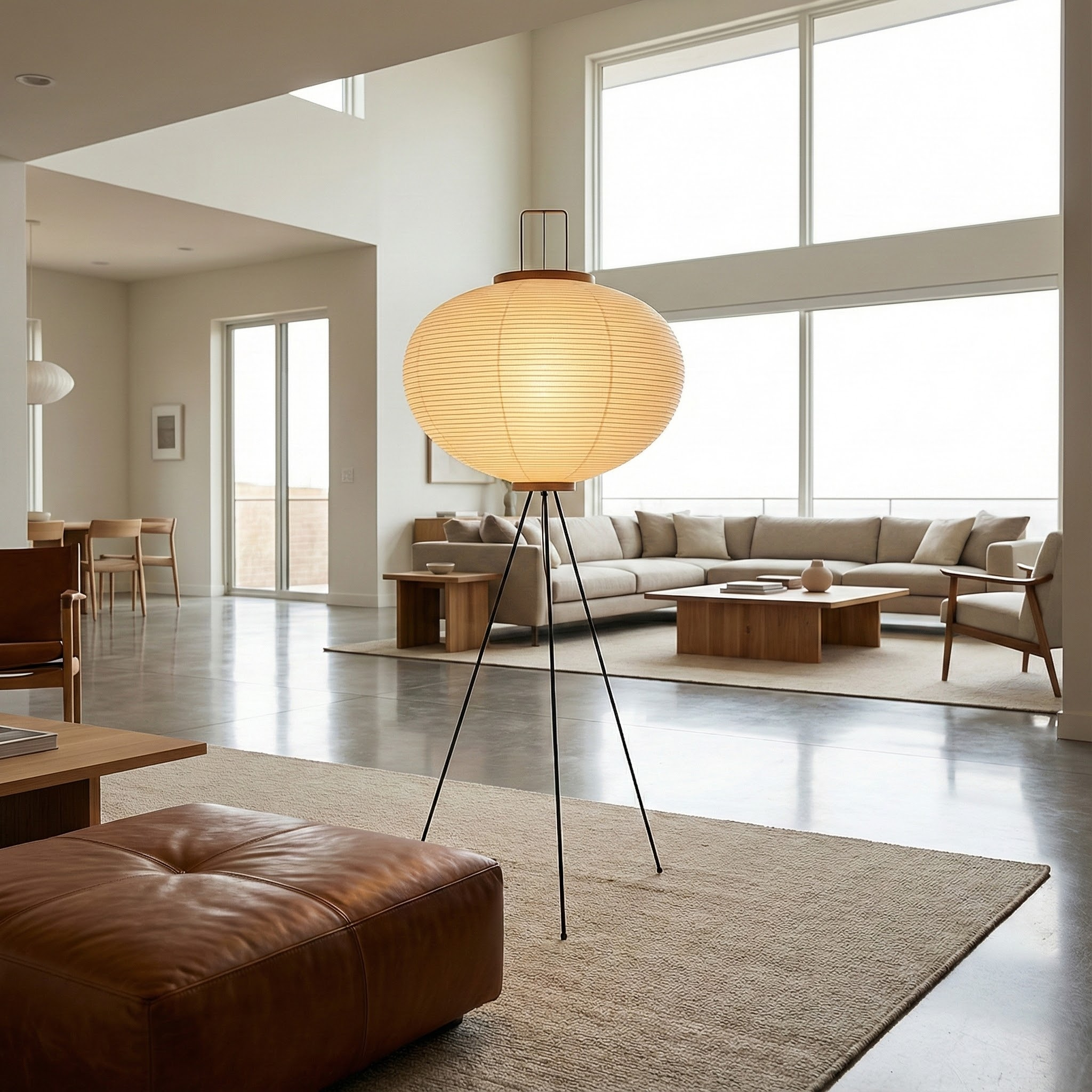 CalmAura Japandi Inspired Tripod Lamp Living Room Minimalist Serenity Elegant Nordic Home Accent