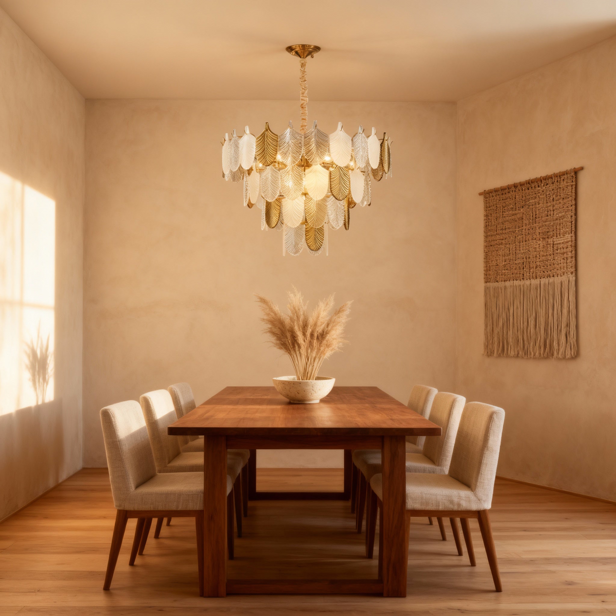 AuroraGild Sleek Gold Chandelier For Dining Rooms Modern Ceiling Pendant Light For Dining Spaces