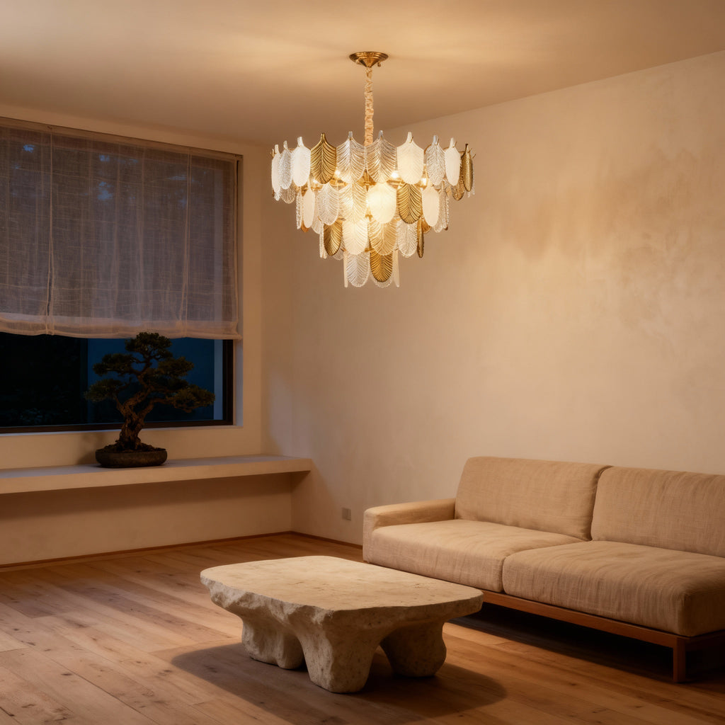 AuroraGild Sleek Gold Chandelier For Dining Rooms Modern Ceiling Pendant Light For Dining Spaces