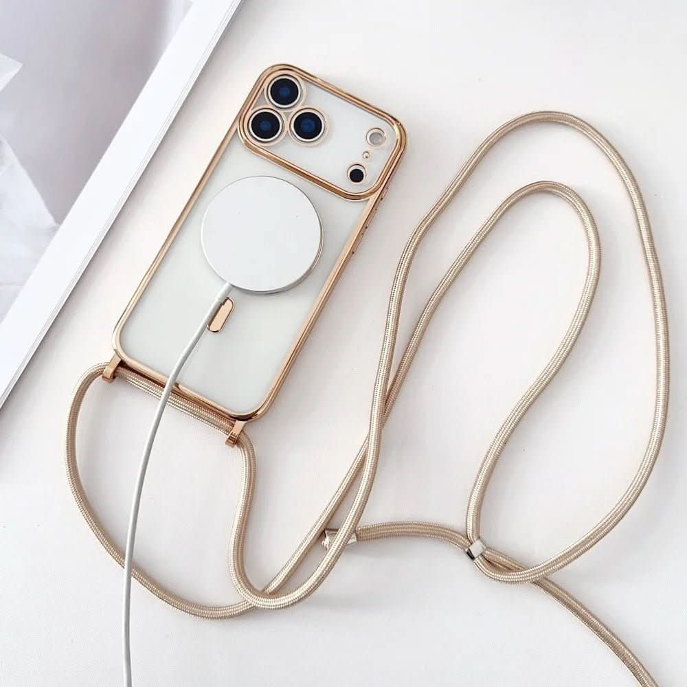 NovaCarry állítható telefontartó pánt — MagSafe-kompatibilis átlátszó tok