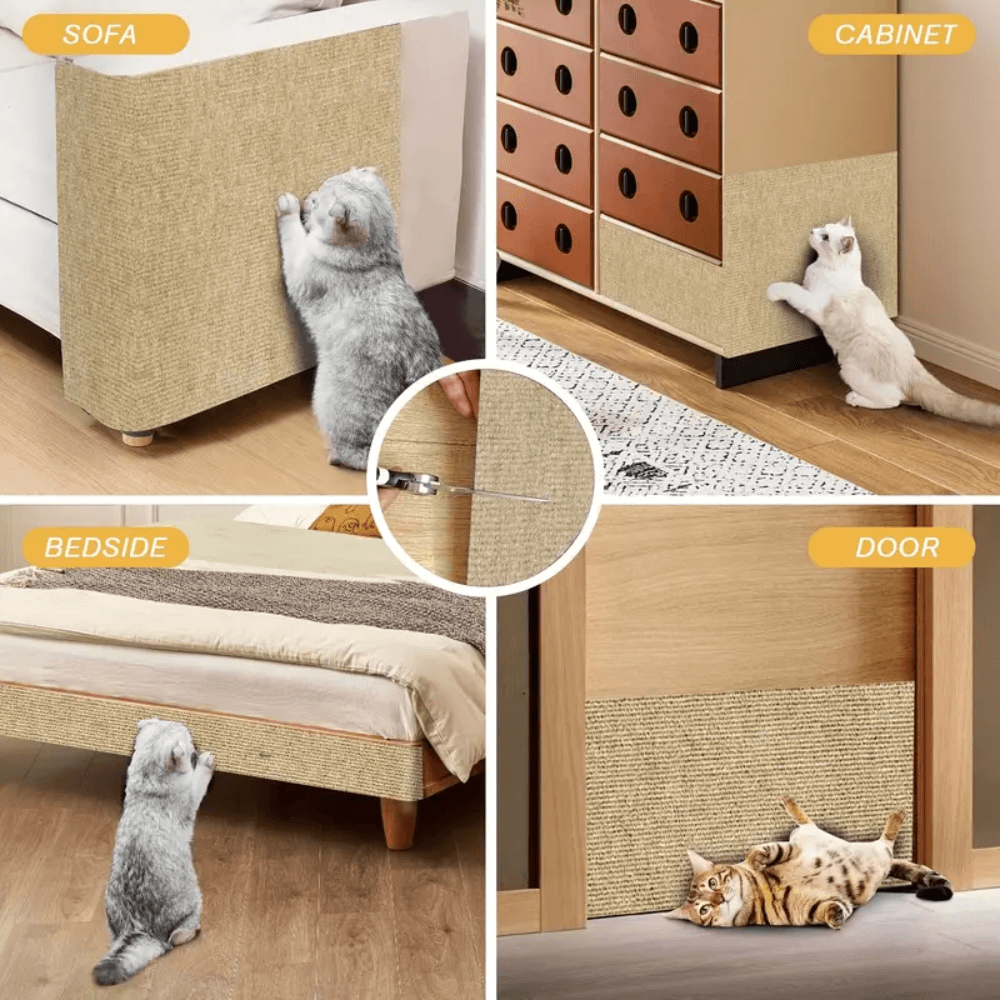Griffoir pour chat en polyester résistant - planche à griffer facile à installer