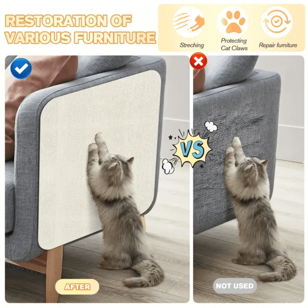 Griffoir pour chat en polyester résistant - planche à griffer facile à installer