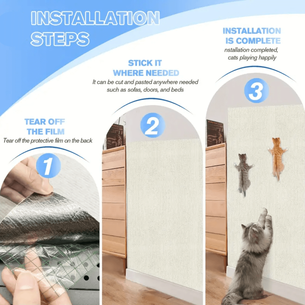 Griffoir pour chat en polyester résistant - planche à griffer facile à installer