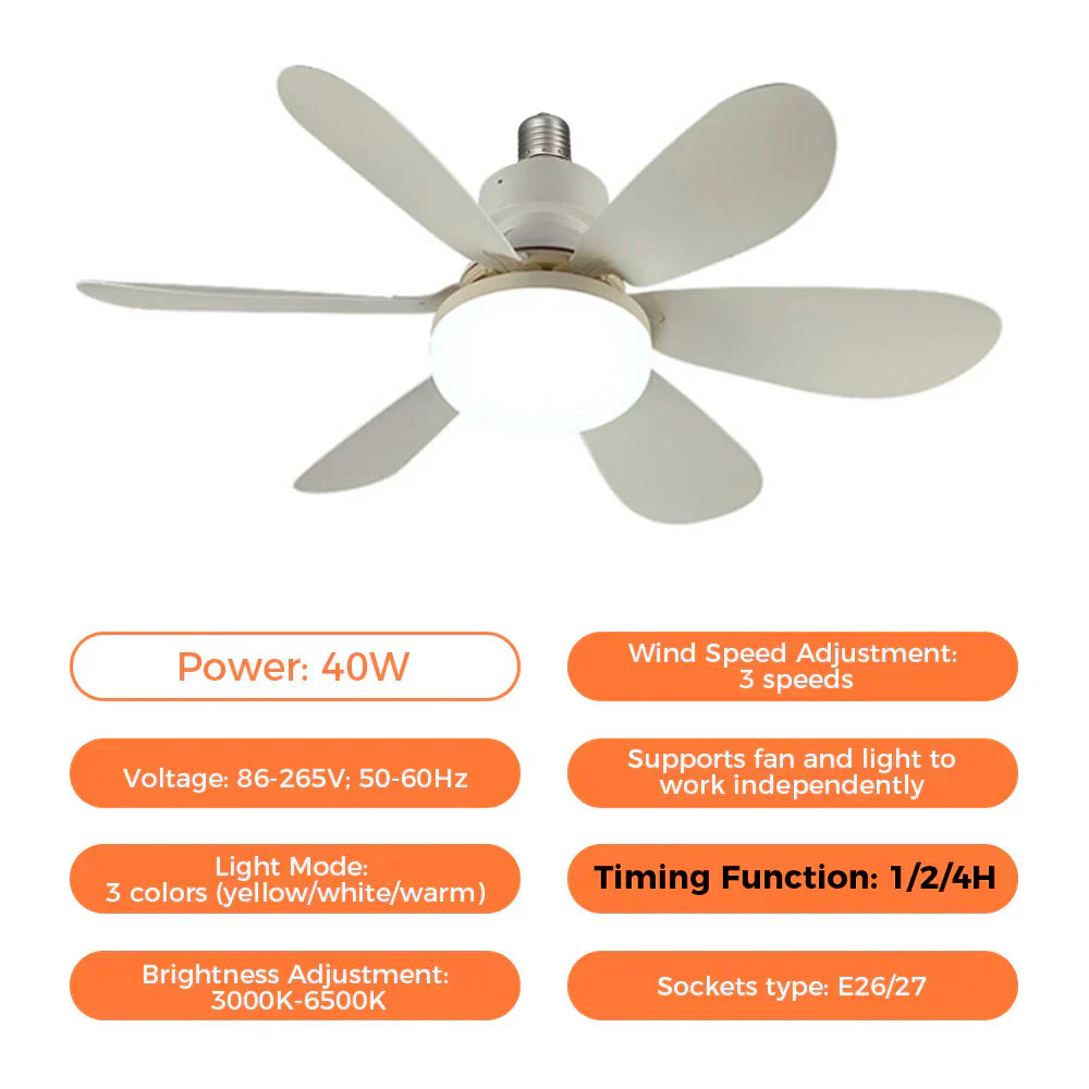 Ventilateur de plafond LED à montage encastré - télécommande, éclairage LED, design compact