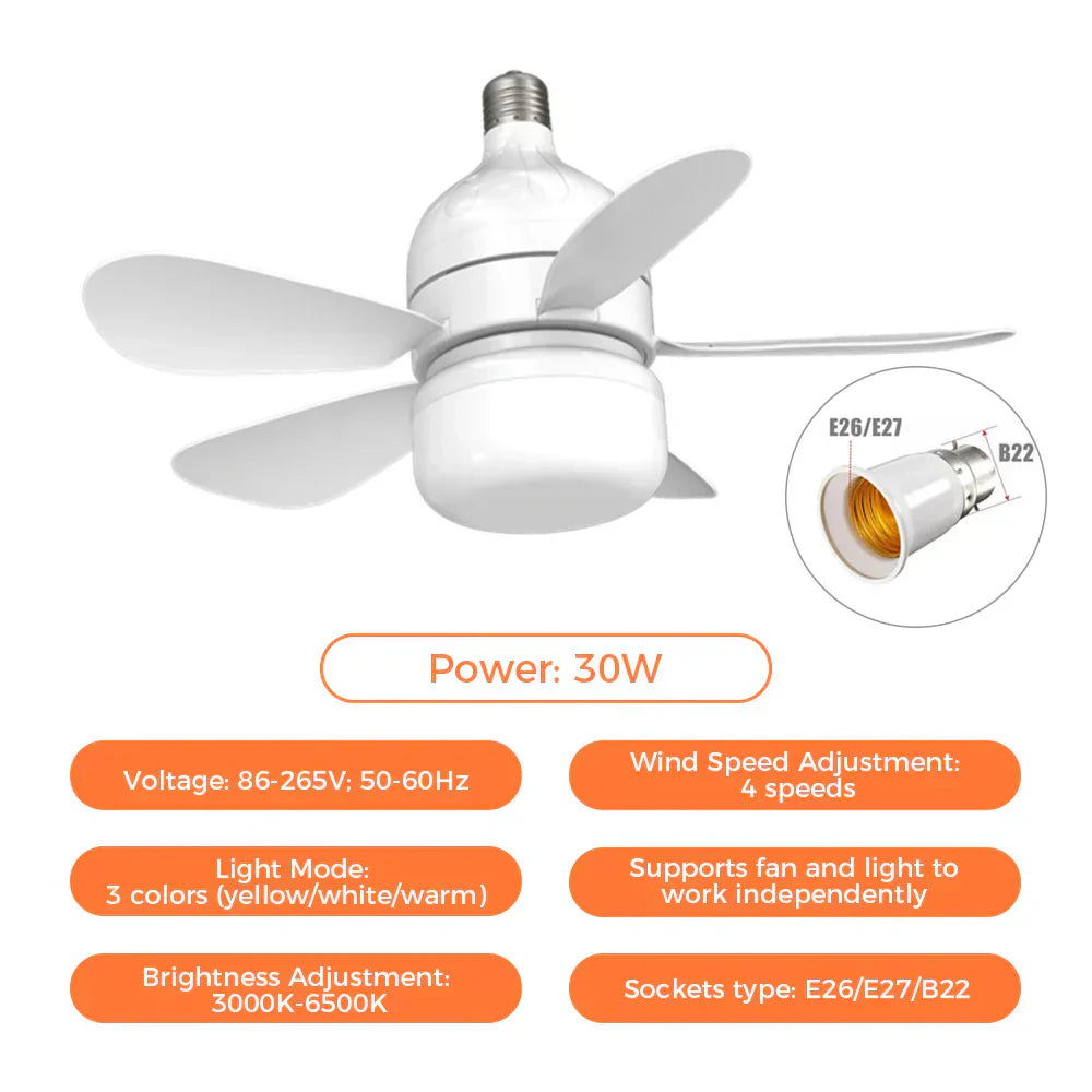 Ventilateur de plafond LED à montage encastré - télécommande, éclairage LED, design compact