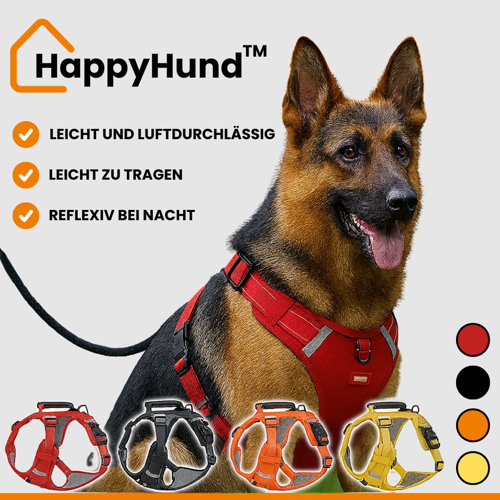 HappyHund רתמת בטיחות לכלבים — נוחה, לשליטה בטוחה בטיולים