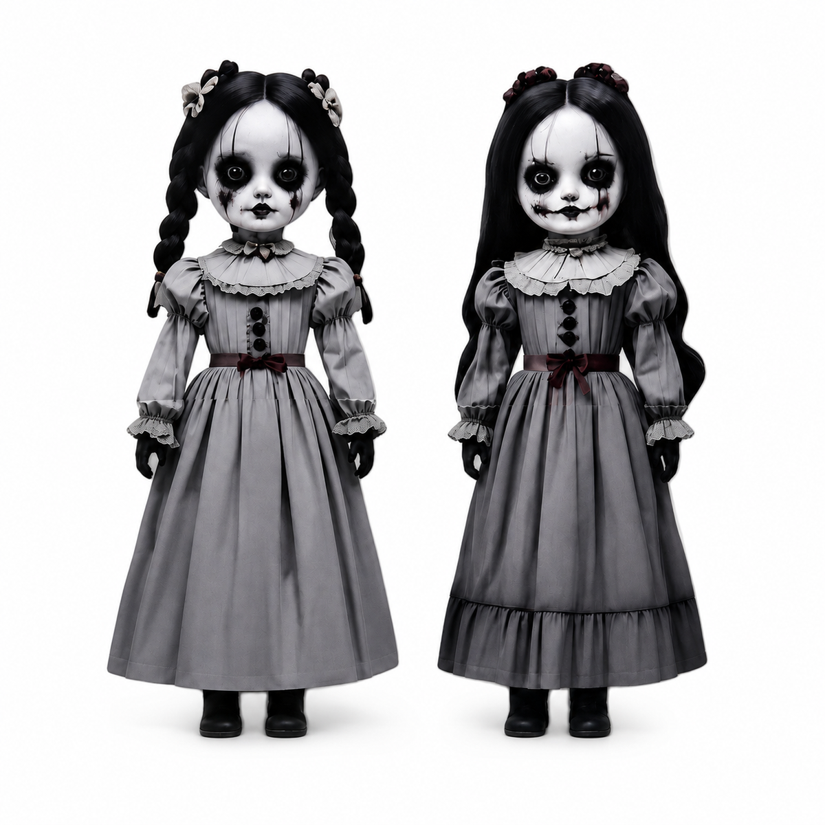 2-Piece 2D Ghost Doll Halloween Decorations — Weatherproof Outdoor Yard Figures
