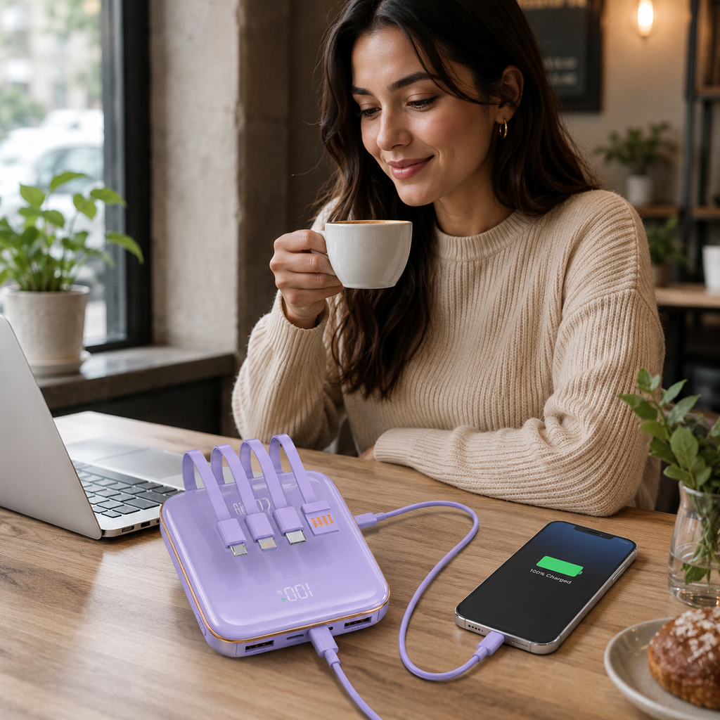 Power bank z 5 portami - szybkie ładowanie, kompatybilny z iPhone'em i Androidem