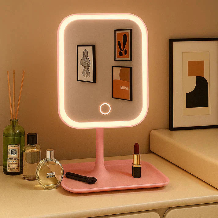 Three-Mode Dimmable LED Makeup Mirror With Touch Control For Tabletop Use