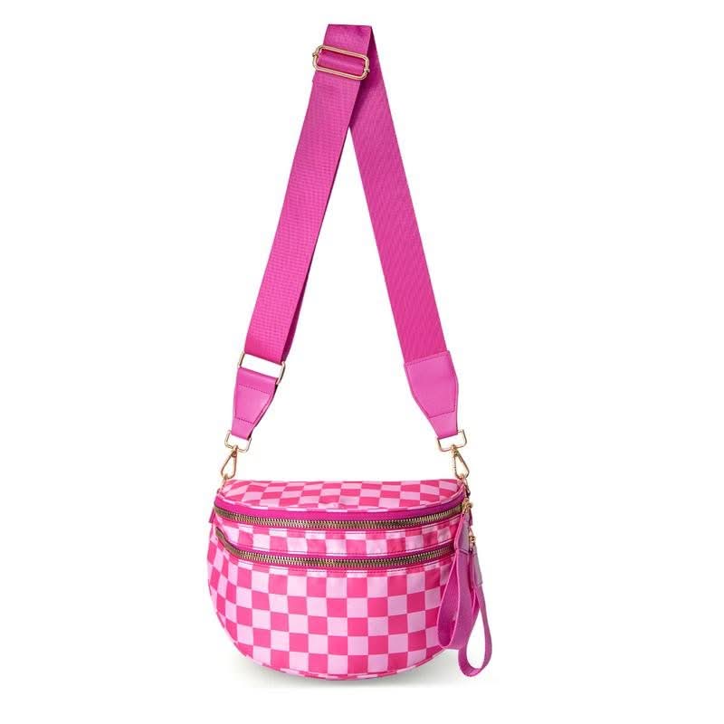Kabelka Aster Lane Checkerboard přes rameno — 22 × 14 × 7 cm, nastavitelný popruh, zapínání na zip