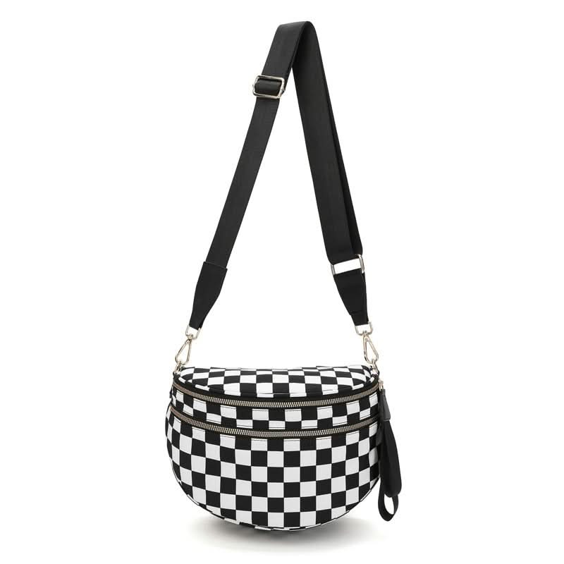 Kabelka Aster Lane Checkerboard přes rameno — 22 × 14 × 7 cm, nastavitelný popruh, zapínání na zip