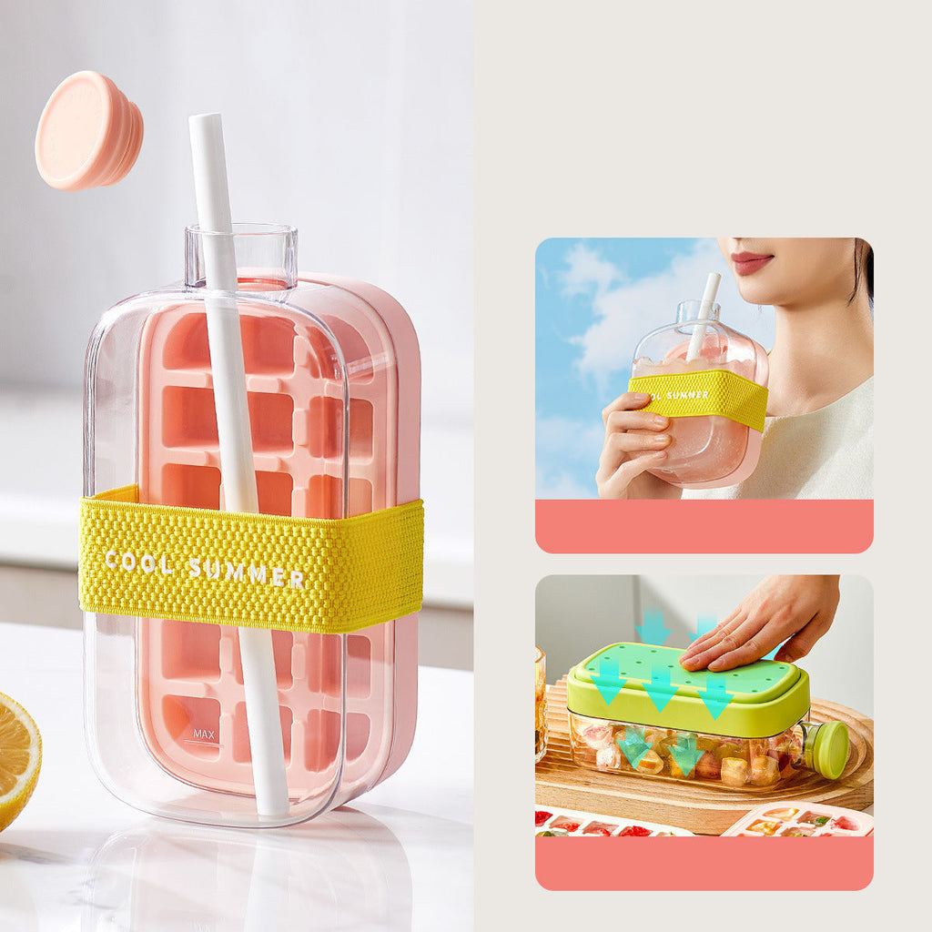 2-In-1 Ice Cube Hydration Bottle Removable Upper Freezing Chamber