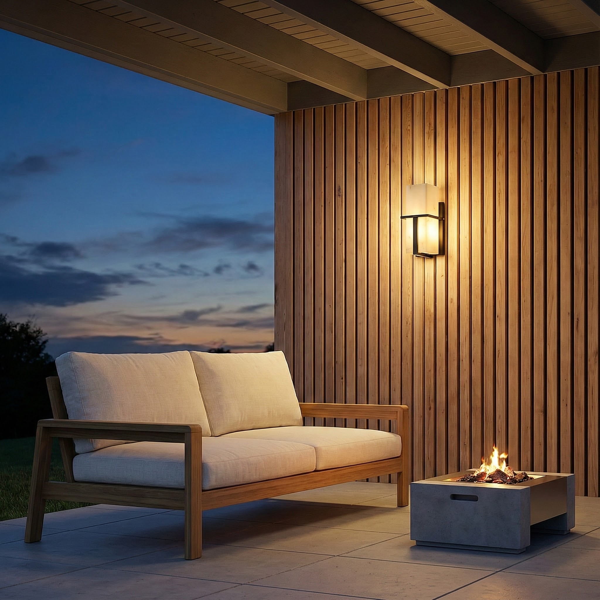 AuroraStone Elegant Exterior Wall Light Sconce With Marble Finish For Outdoor Living Spaces