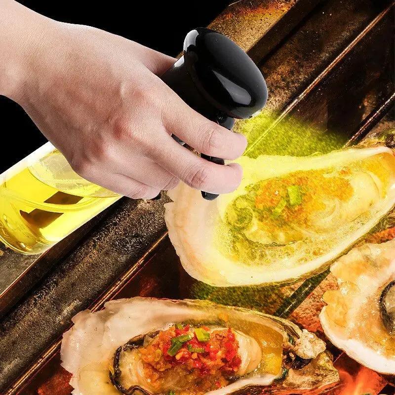 Spray trasparente per olio da cucina - nebulizzatore da cucina ergonomico con beccuccio antigoccia e dosaggio preciso