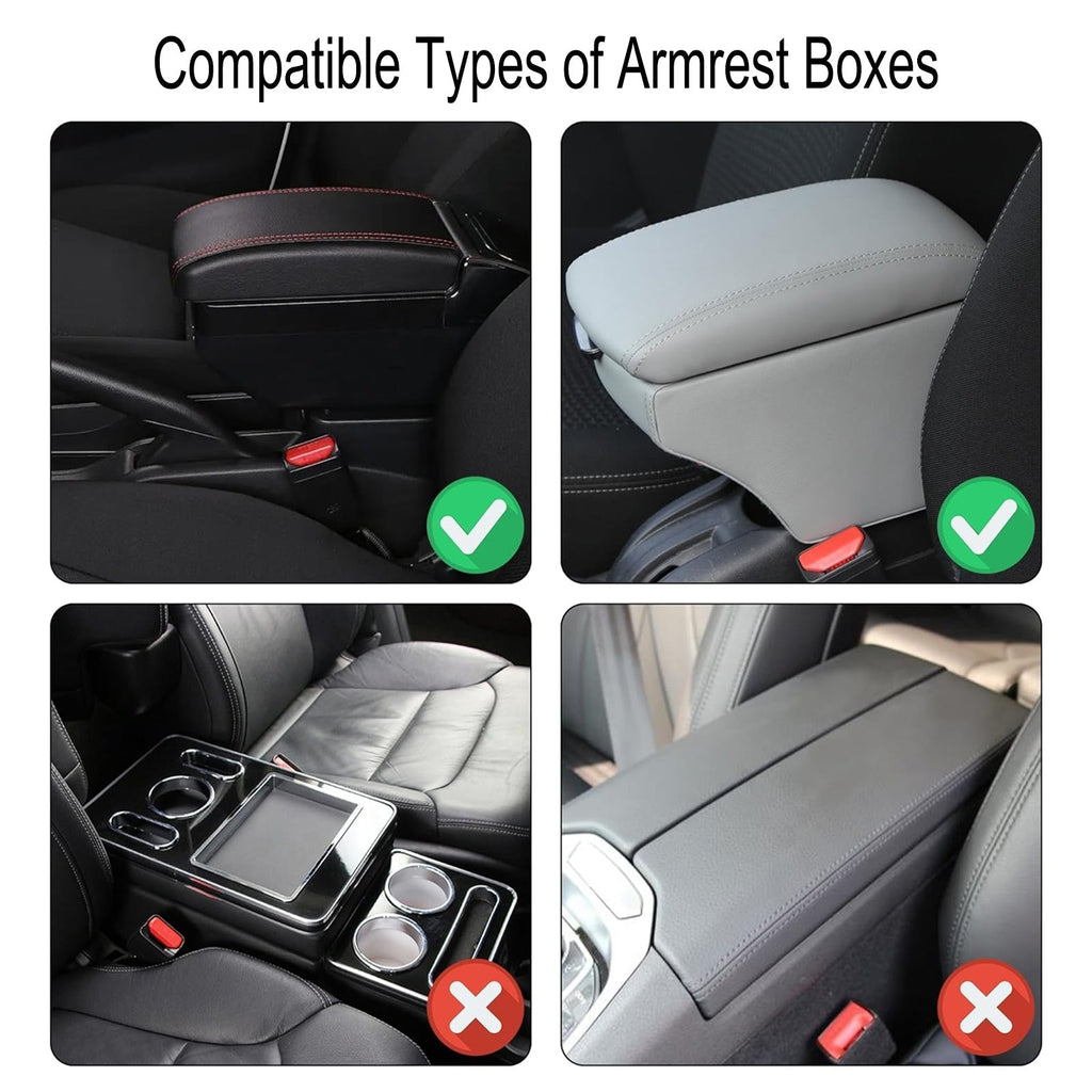 Comfort Luxe armstödsmatta i PU-läder — vadderat konsolskydd, integrerade förvaringsfickor