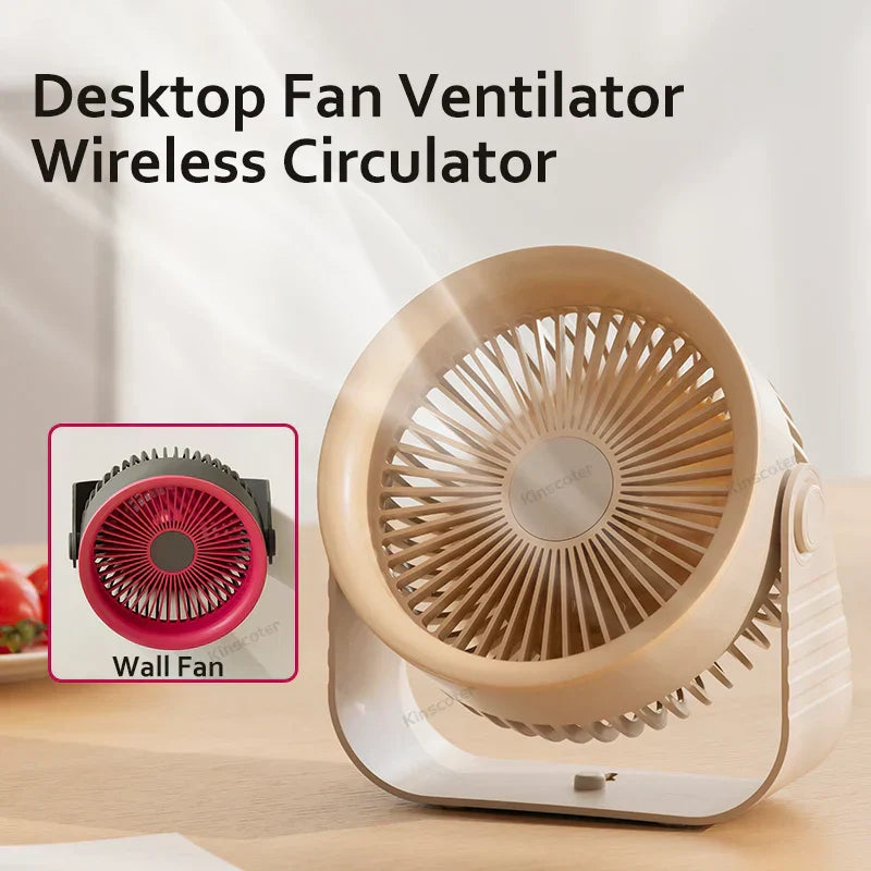 Mini ventilatore da scrivania compatto — Batteria da 3600 mAh, quattro velocità, funzionamento silenzioso