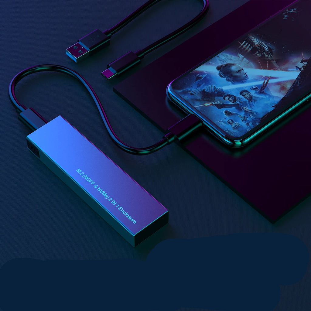 Custodia sottile per SSD NVMe e SATA — velocità USB-C di 10Gbps