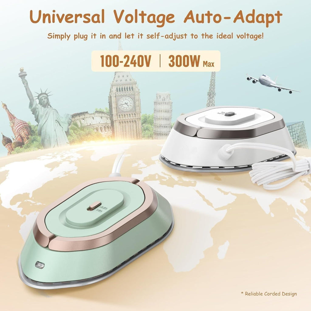 Dual-Voltage Compact Travel Iron — Lightweight, Portable