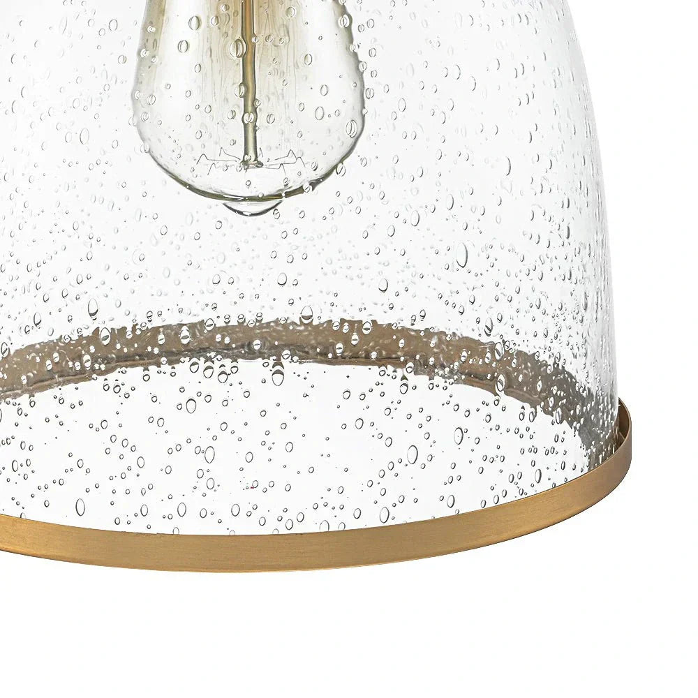 Elegant Contemporary 1-Light Pendant With Glass Seeded Dome For Dining Room Table