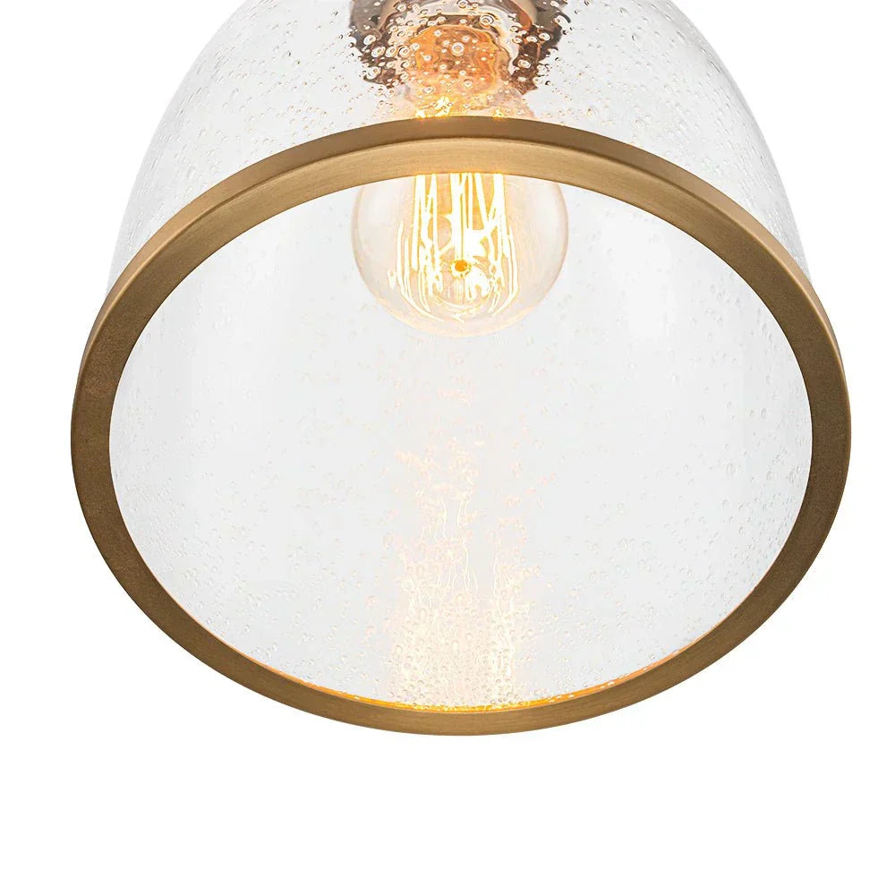 Elegant Contemporary 1-Light Pendant With Glass Seeded Dome For Dining Room Table
