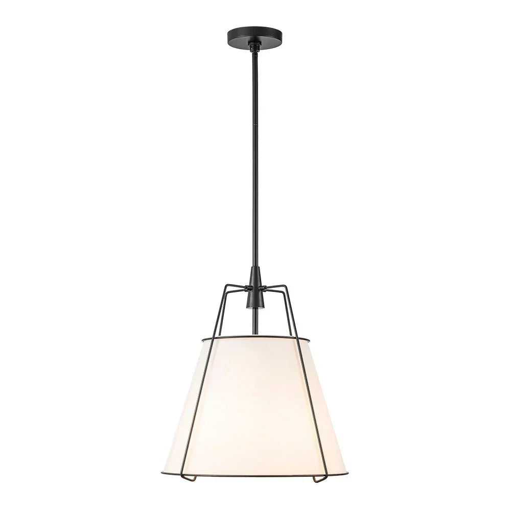 Modern Linen Pendant Light With Tapered Cone Shade And Warm Brass Finish For Modern Interiors