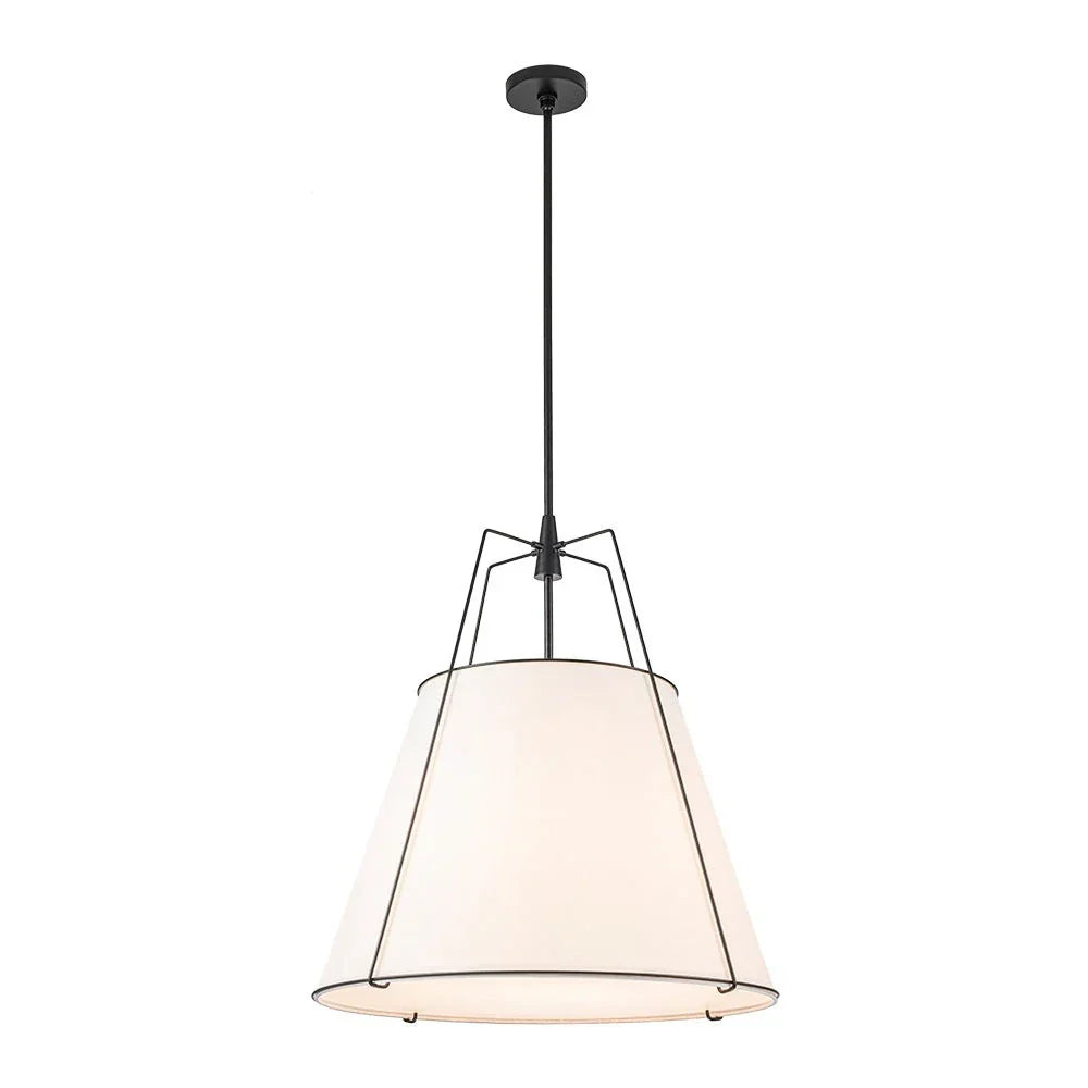 Modern Linen Pendant Light With Tapered Cone Shade And Warm Brass Finish For Modern Interiors