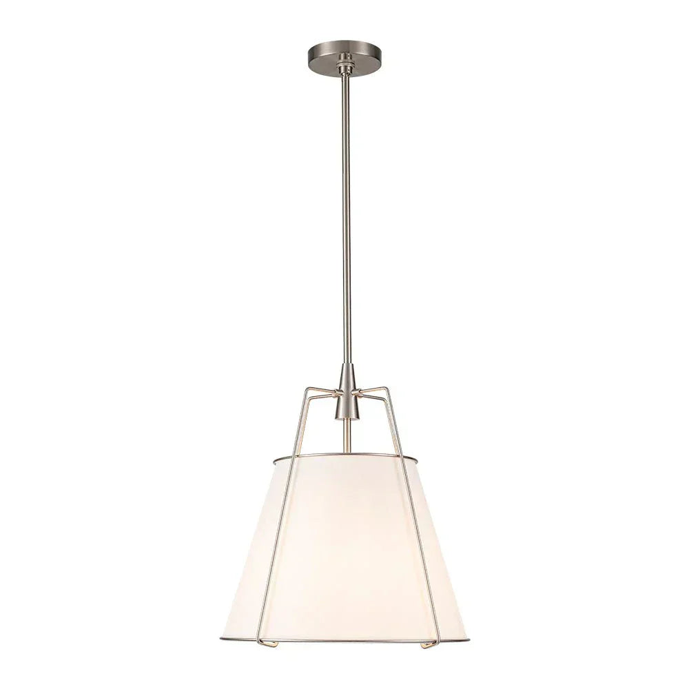 Modern Linen Pendant Light With Tapered Cone Shade And Warm Brass Finish For Modern Interiors