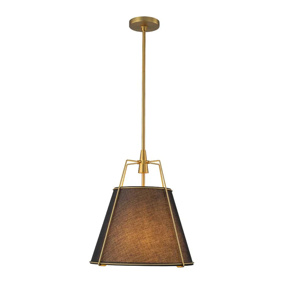 Modern Linen Pendant Light With Tapered Cone Shade And Warm Brass Finish For Modern Interiors