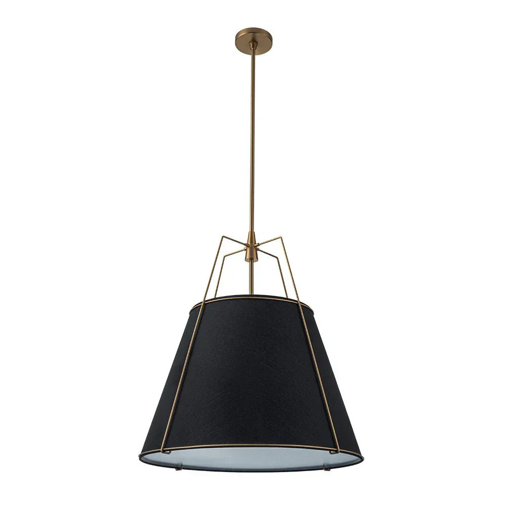 Modern Linen Pendant Light With Tapered Cone Shade And Warm Brass Finish For Modern Interiors