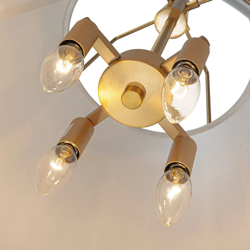 Modern Linen Pendant Light With Tapered Cone Shade And Warm Brass Finish For Modern Interiors