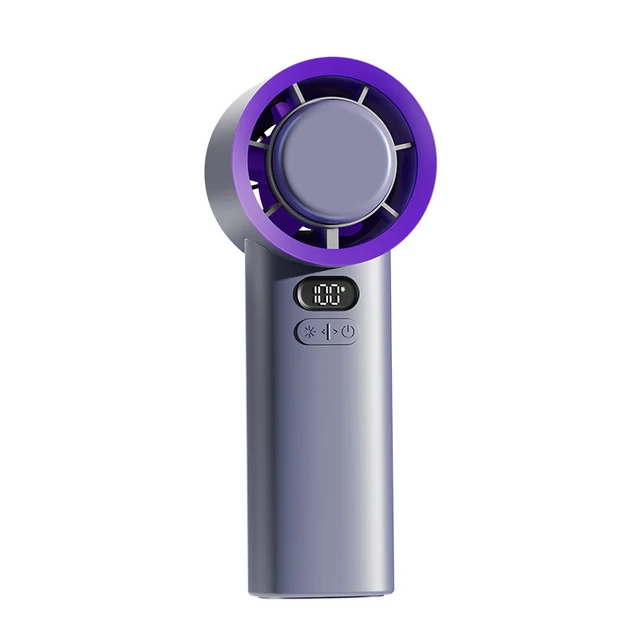 CoolBreeze kompakt håndholdt ventilator — håndfladestor, 3 hastigheder, genopladeligt batteri