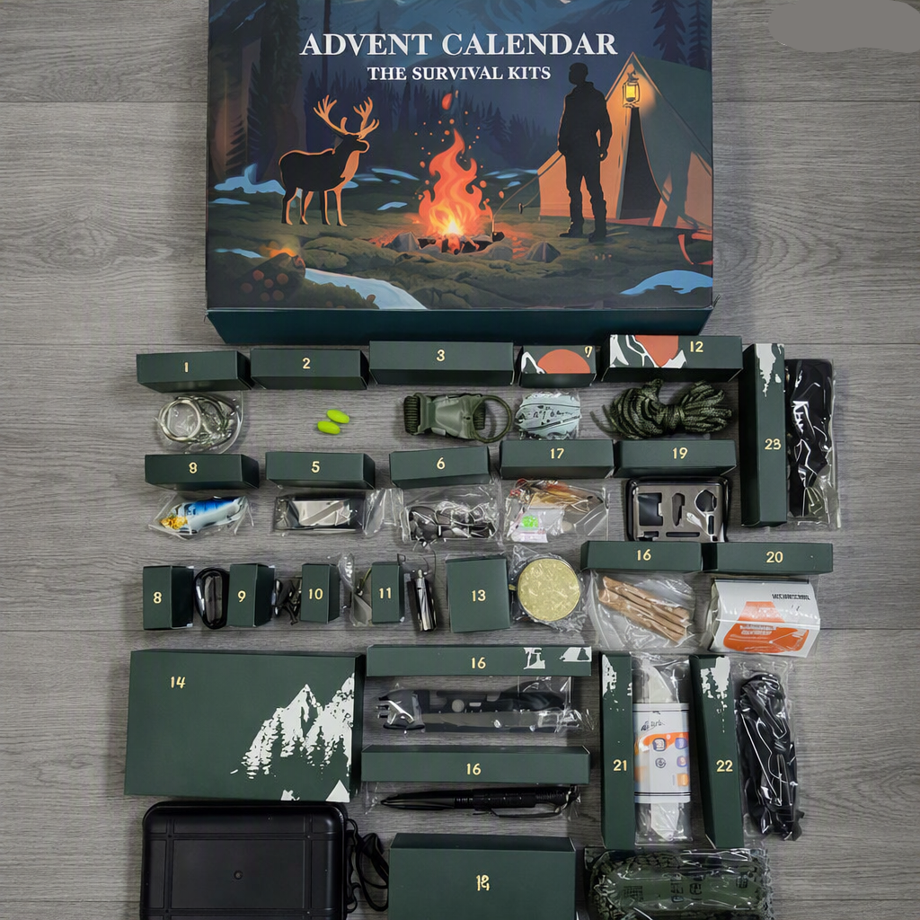 Calendar de Advent GEARQUEST cu 24 de unelte pentru activități în aer liber — Descoperă zilnic echipamente de aventură