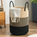 Panier à linge en corde de coton de 58 L — Ø38 × 50cm, poignées de transport renforcées