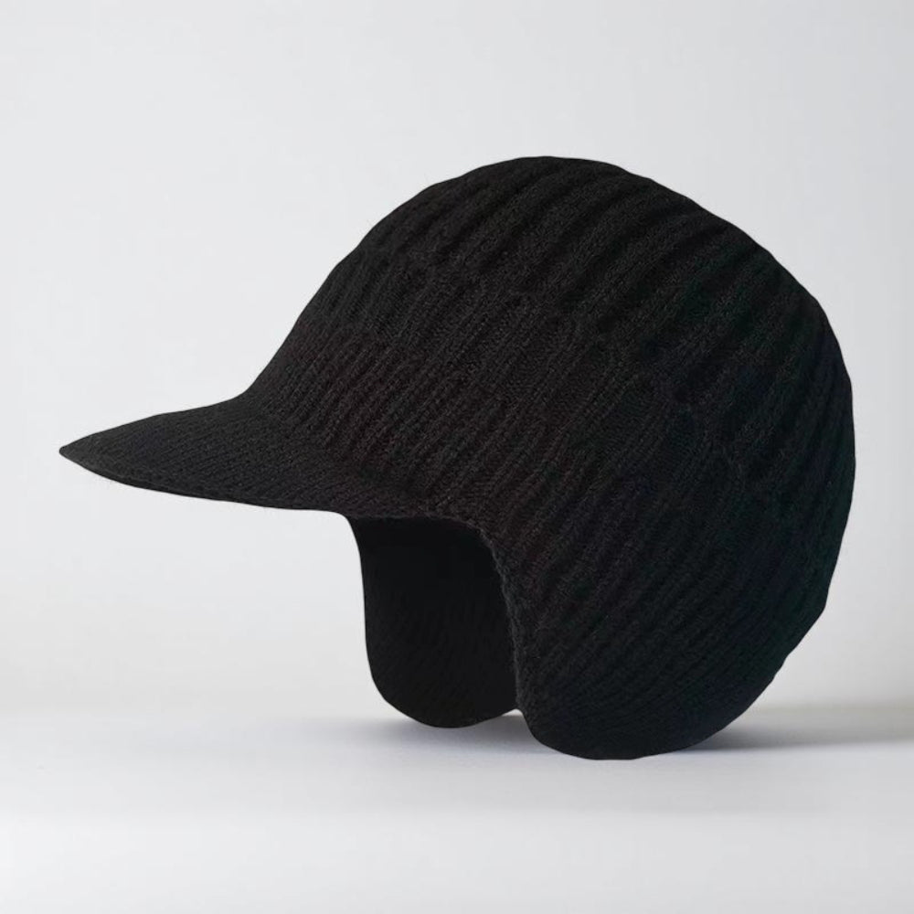 Cozy Knit Beanie Winter Hat — Front Visor, Ear Flaps