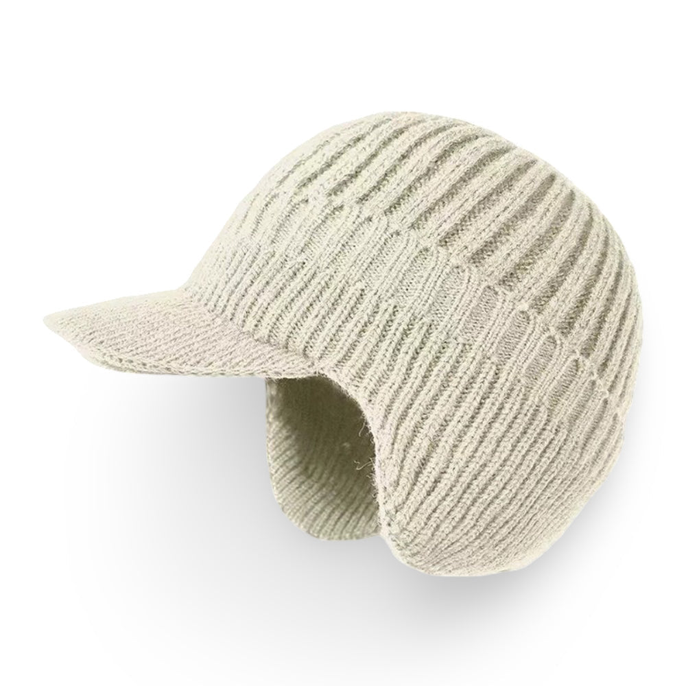 Cozy Knit Beanie Winter Hat — Front Visor, Ear Flaps
