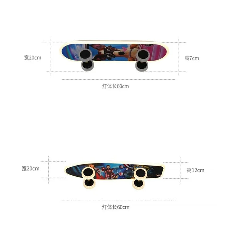 LED světla LumaDeck ve tvaru skateboardu v jasných barvách pro dětské pokoje, dekorace a hravé akcenty  
