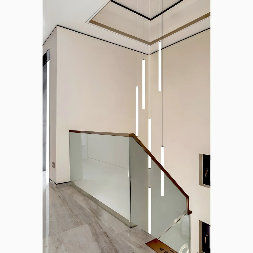 Spiral LED Staircase Pendant Light For High Ceilings, Modern Design