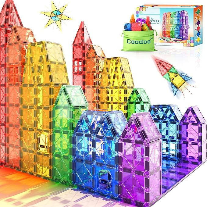 Magnetyczne płytki konstrukcyjne Creative Builders Montessori, 40 elementów — zestaw konstrukcyjny STEM