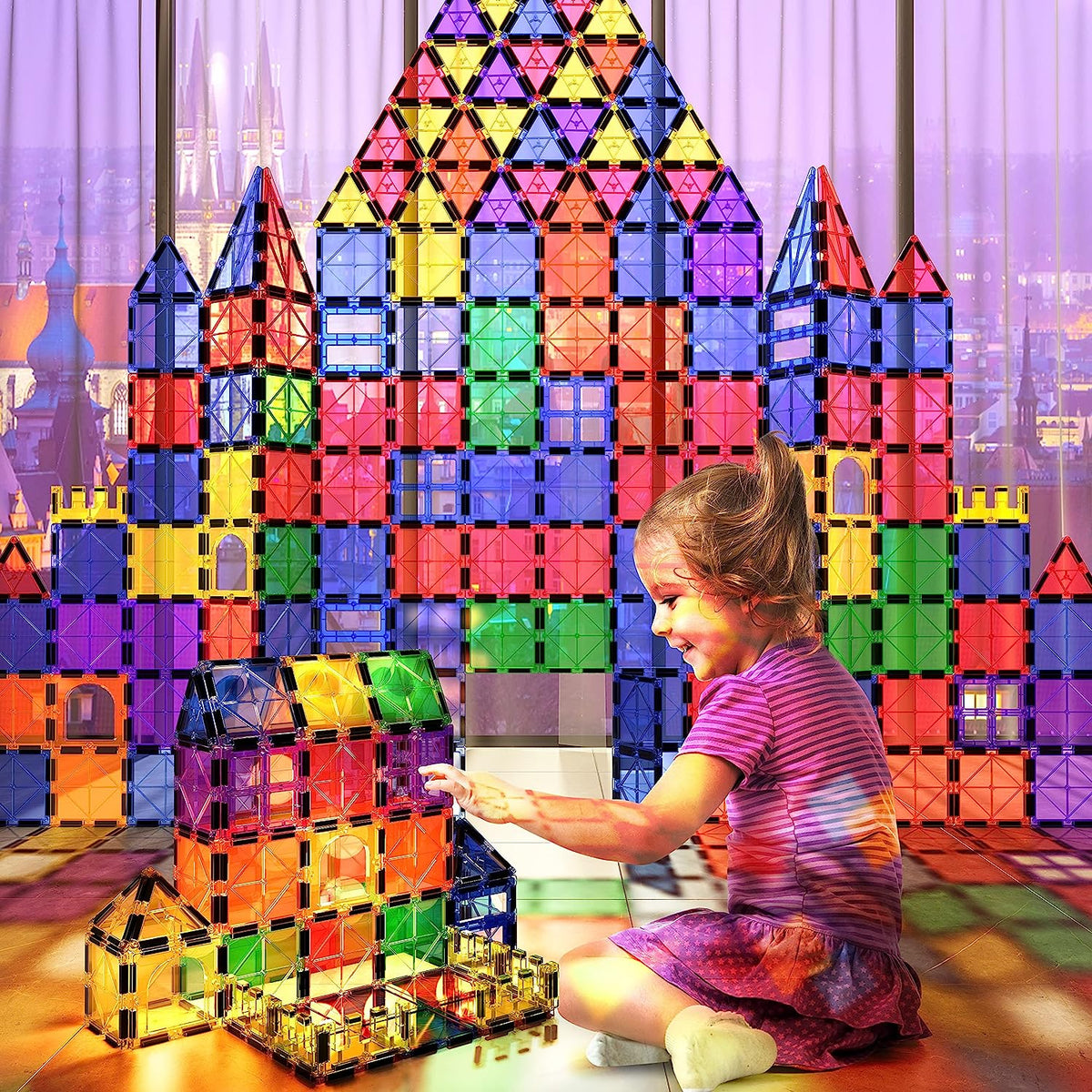 Magnetyczne płytki konstrukcyjne Creative Builders Montessori, 40 elementów — zestaw konstrukcyjny STEM
