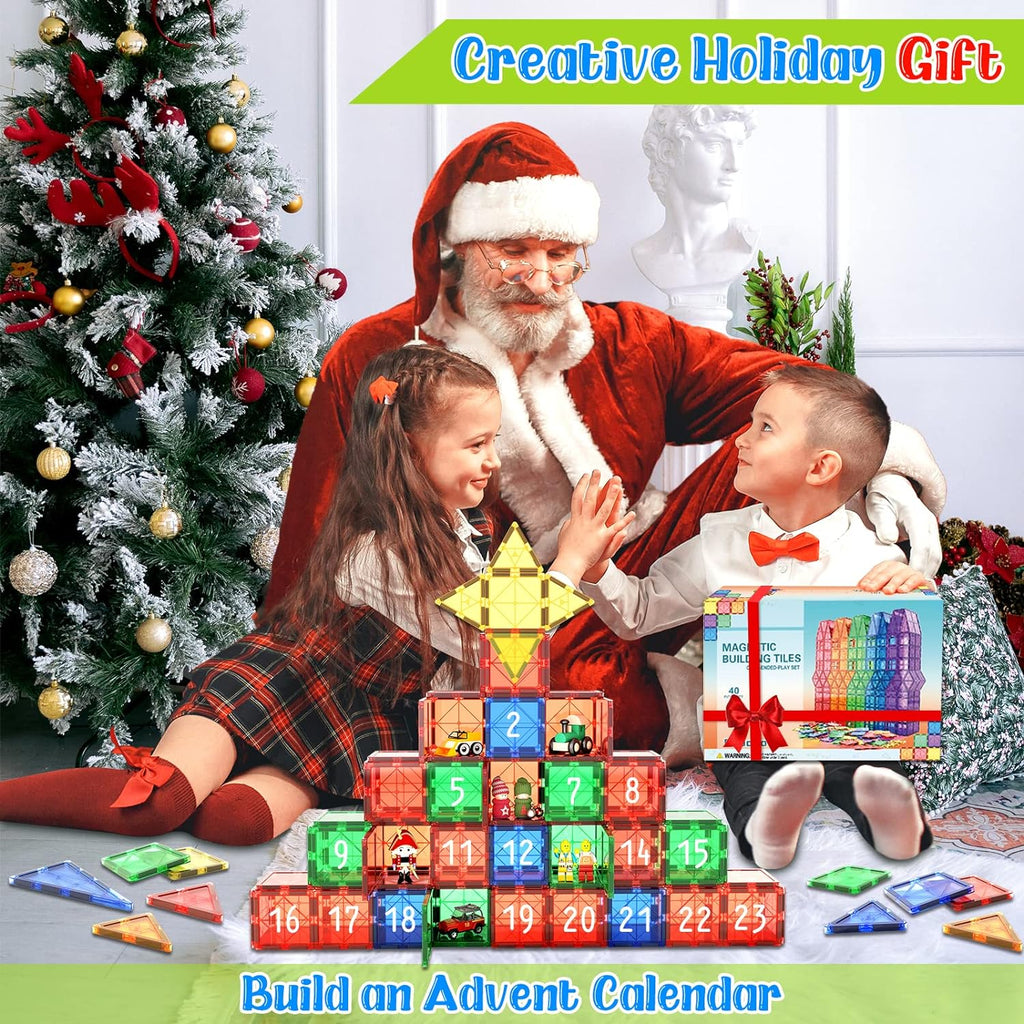 Magnetyczne płytki konstrukcyjne Creative Builders Montessori, 40 elementów — zestaw konstrukcyjny STEM